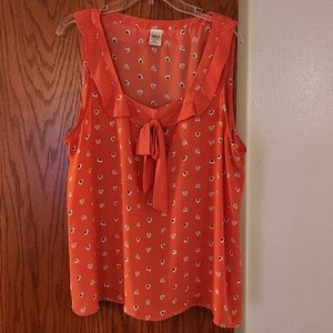Disney Lauren Conrad XXL Coral Red Orange sleeveless heart Top